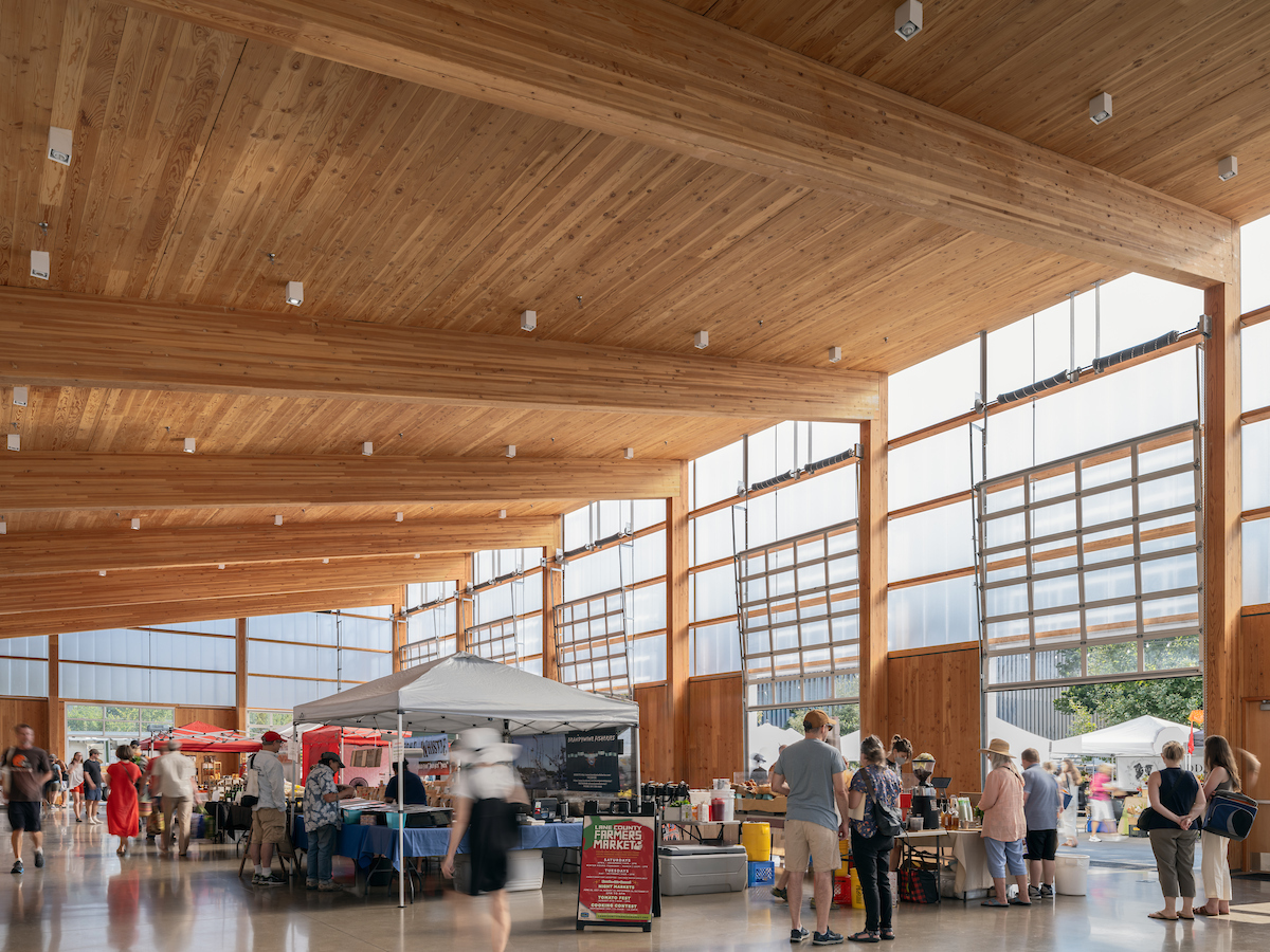 Farmers Market taking place inside a CLT Pavilion