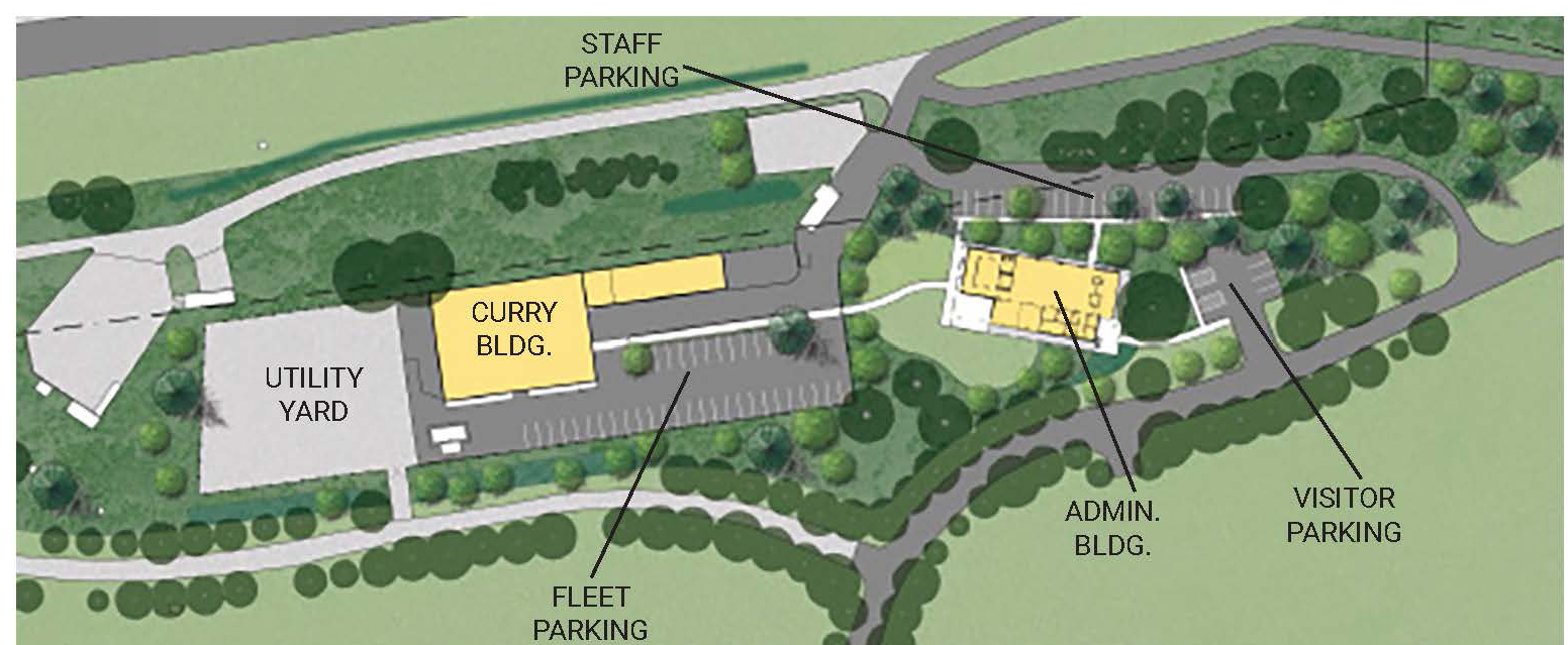 Aerial site plan of an operations and maintenance campus